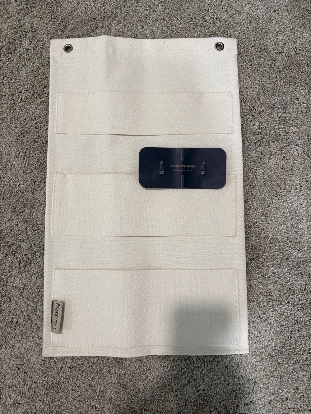 Caraway Lid Canvas Kitchen Wall Organizer- Cream